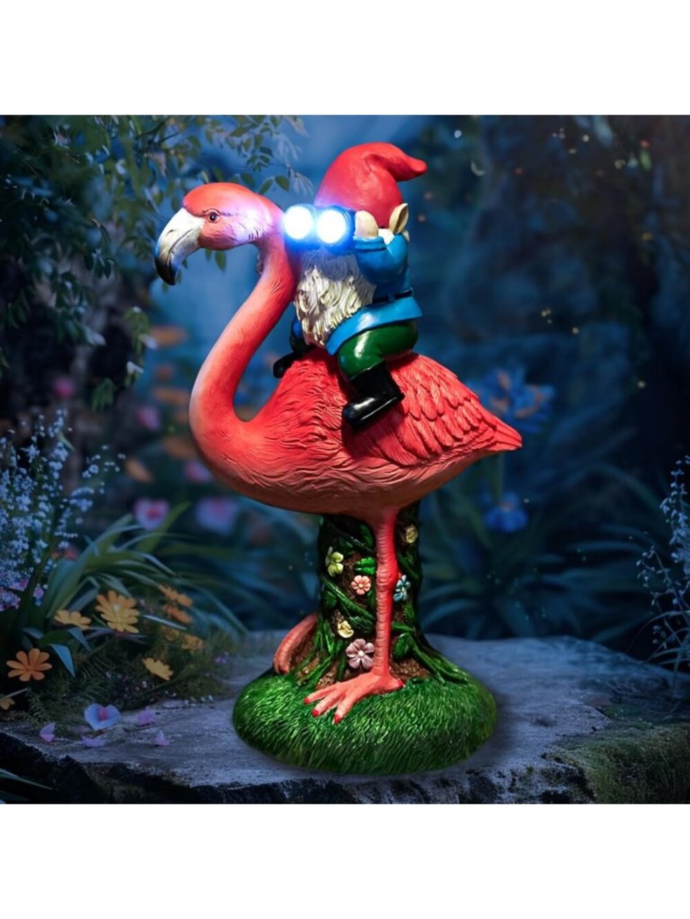 Funny Solar Flamingo Gnome Statue - Unique Outdoor Garden Decor, Gift for Women